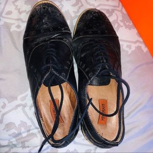 black leather oxfords